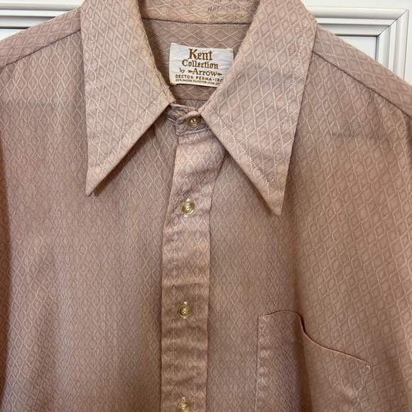 Vintage Butterfly collar Kent Collection by Arrow Beige Shirt - Picture 3 of 5